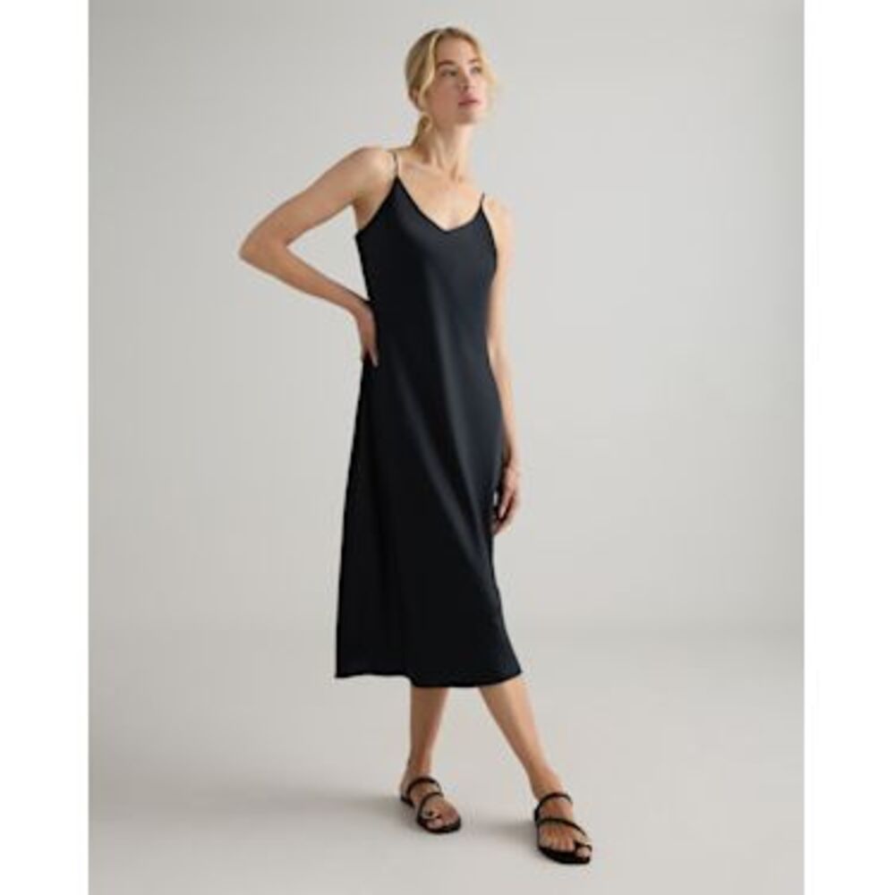 NWT Quince Women 100% Washable Silk Slip Dress Black M